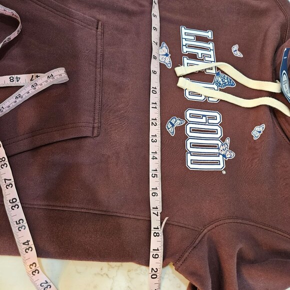 NEW!! Life Is Good Womens Simply True Hoodie Small Cotton Cranberry - Picture 8 of 9